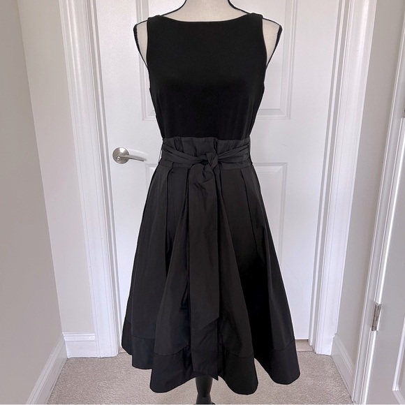 Ralph Lauren Black Scoop Neck A-Line Midi Dress SZ 6 - Picture 1 of 4